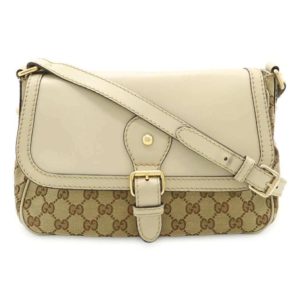 Gucci Sukey GG Canvas Messenger Crossbody Leather Beige Brown Cream